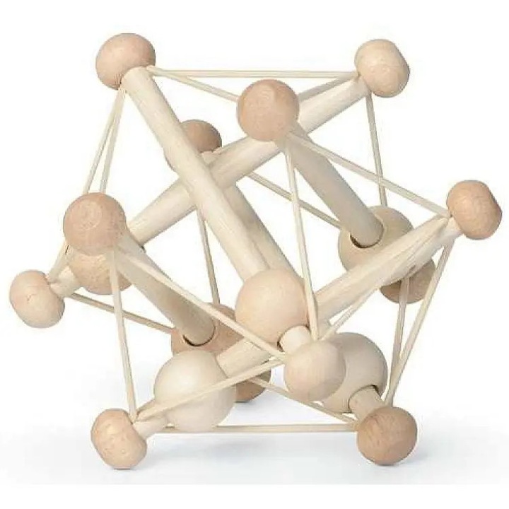 Jucarie educativa din lemn, Manhattan Toy, forma elastica, bej, pentru cei mici