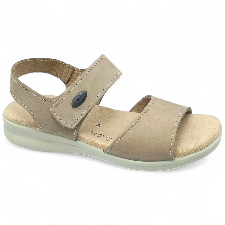 Sandale dama, Sanital Flex, piele naturala, confortabile, bej, 37 EU