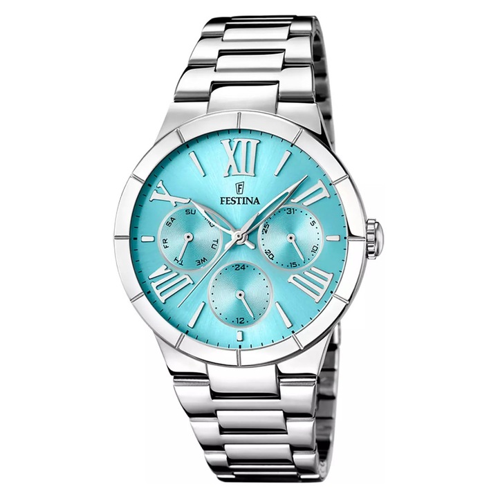 Ceas dama, Festina, 36 mm, impermeabil 50 m, argintiu/albastru
