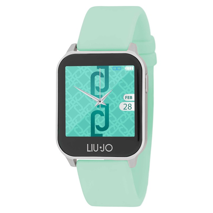 Liu Jo SWLJ016 okosóra, elegáns, ezüst-zöld, 34 mm, gumiszíjjal