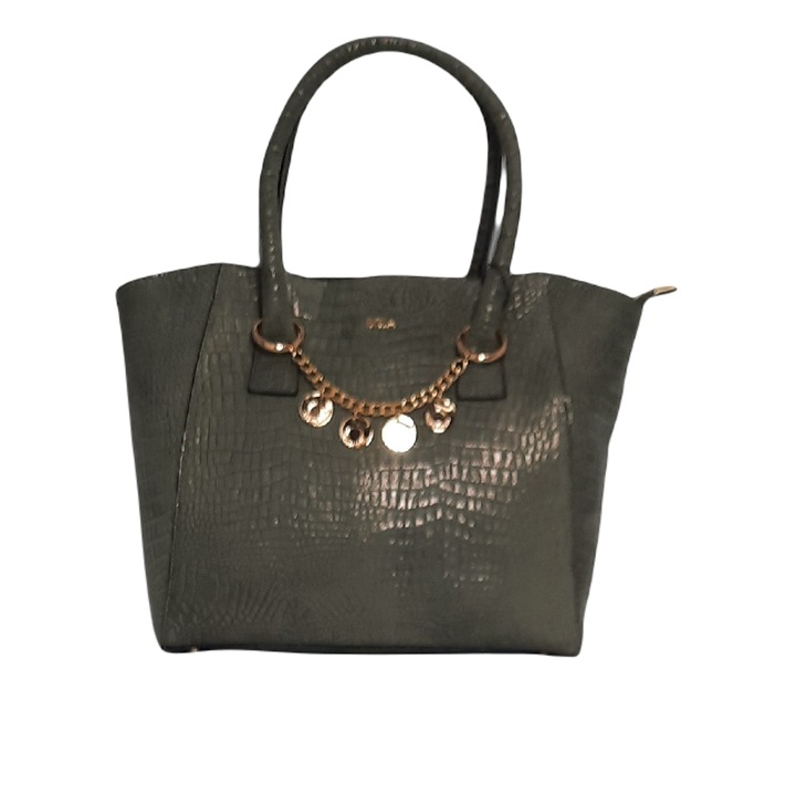 Női táska Boca 734, bőr, olívazöld, 40x27x11cm