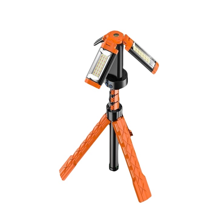 Lampa de camping pentru exterior, lumina galben-alba, iluminare de inalta luminozitate, treapta de viteza reglabila, impermeabila IPX65, suport pliabil, neagra