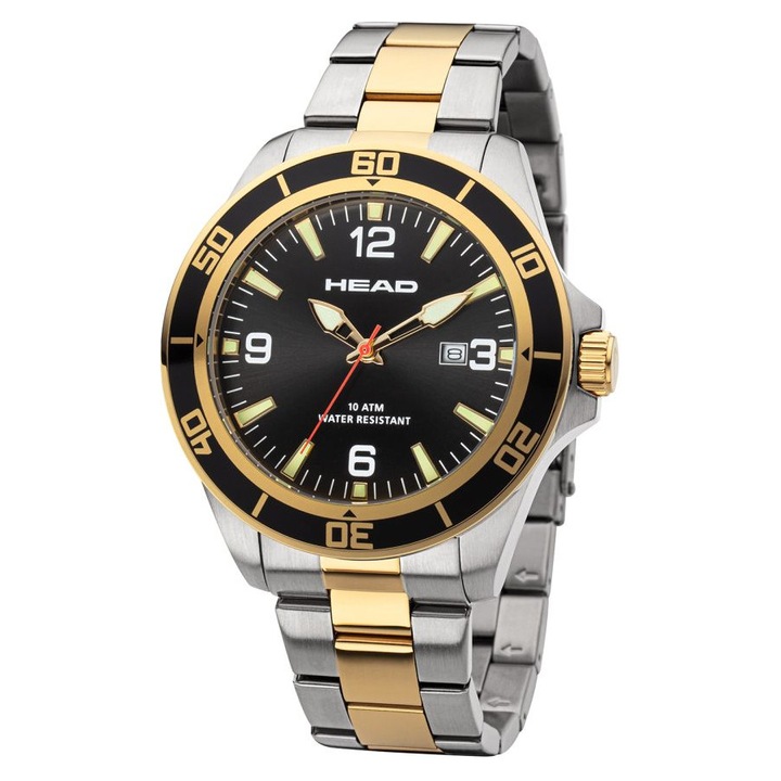 Ceas barbatesc Head H800402, bicolor, 44mm, rezistent la apa 100m, bratara din otel inoxidabil