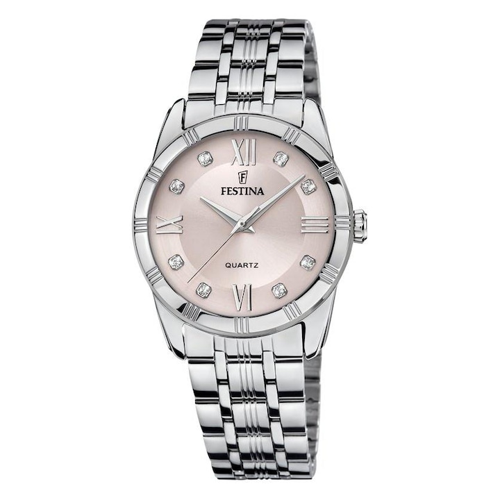 Ceas dama Festina Mademoiselle elegant roz-argintiu 32mm cu cristale