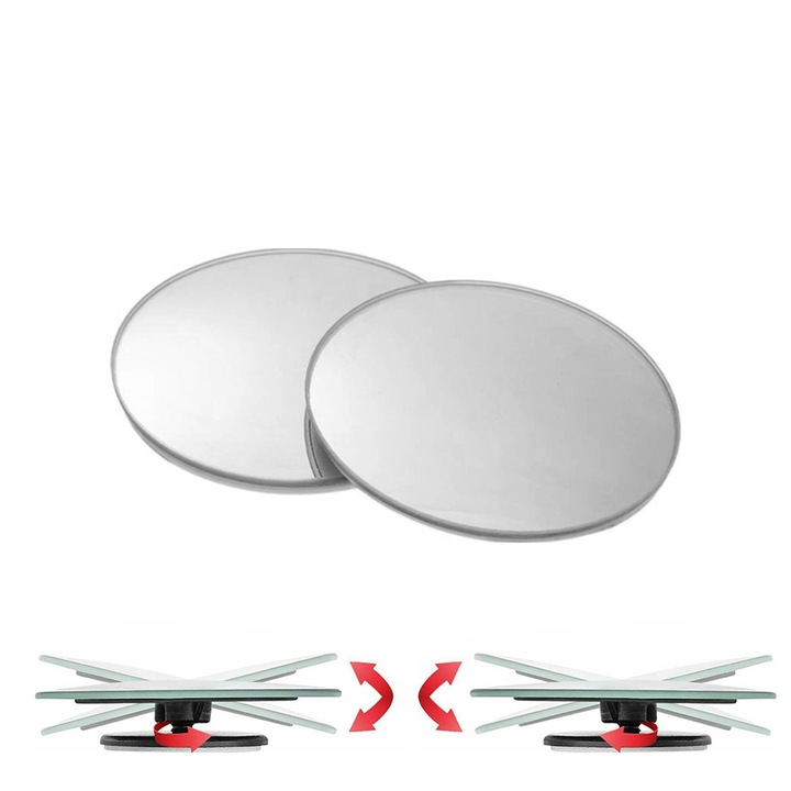 Set 2 oglinzi auto CARSUN, 360° rotire, 5cm, fara urme