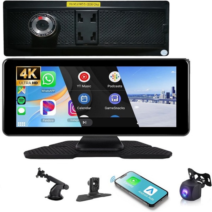 Radio auto MP5 Player XD90, bluetooth, camera fata si spate, 26,06 cm, 27x13x12cm