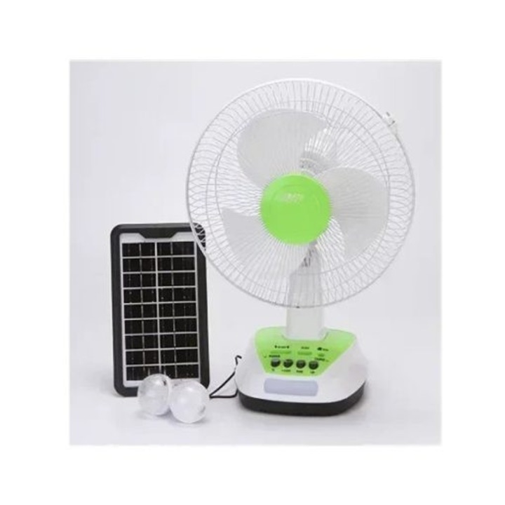 Ventilator solar reincarcabil, 3 lame, 2 viteze, 35x19x35cm, 5,26kg