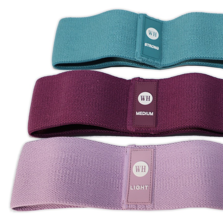 Set de 3 benzi elastice pentru fitness, turcoaz, magenta, roz, Lukadora