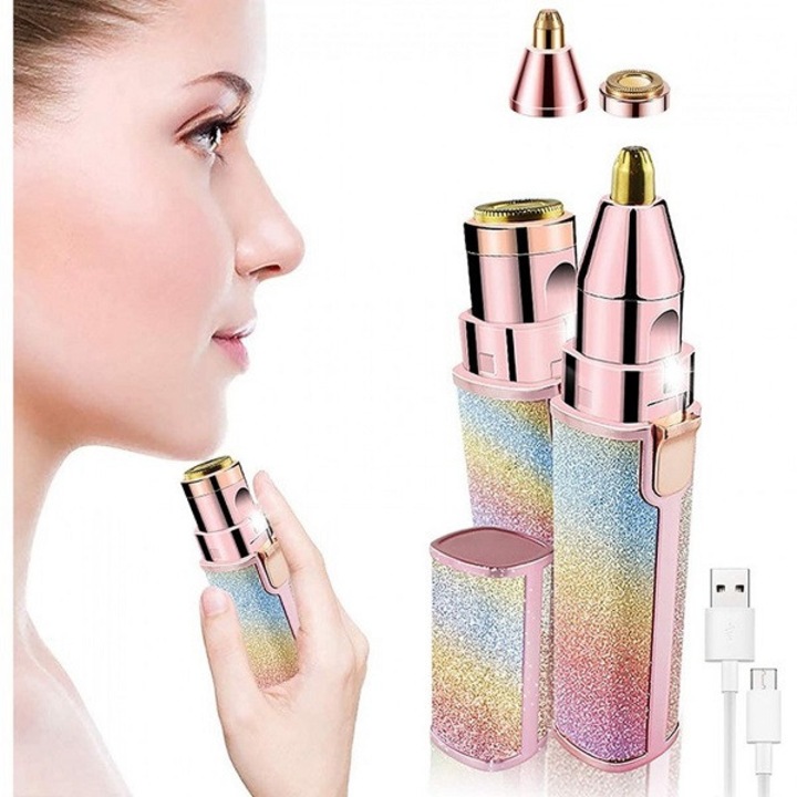 Epilator 2 in 1, 9x16x4cm, USB, set complet