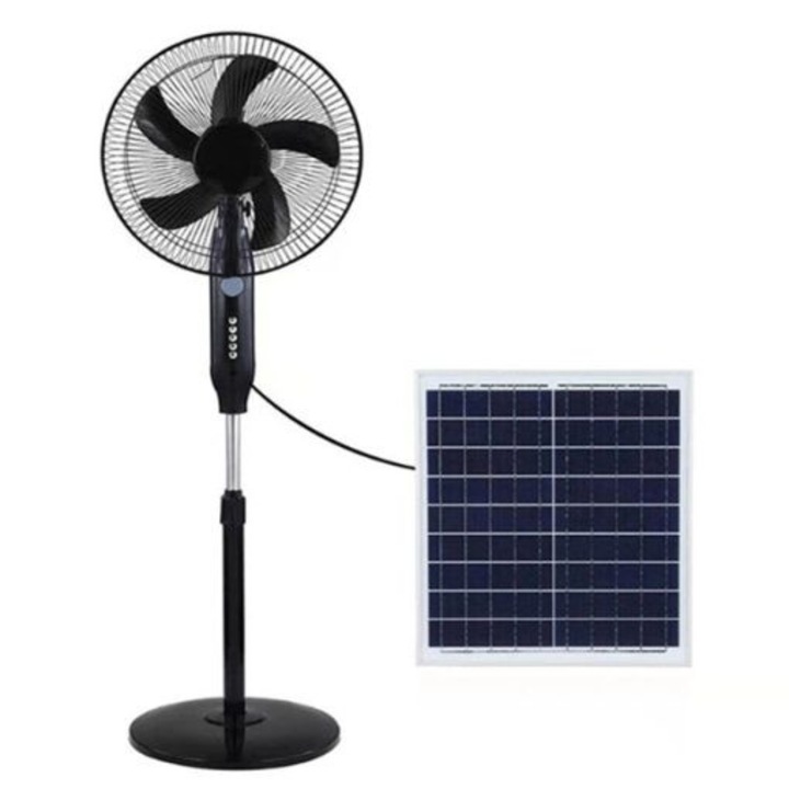 Ventilator solar, 20W, 40x35cm, baterie litiu, timp de lucru 10-12 ore