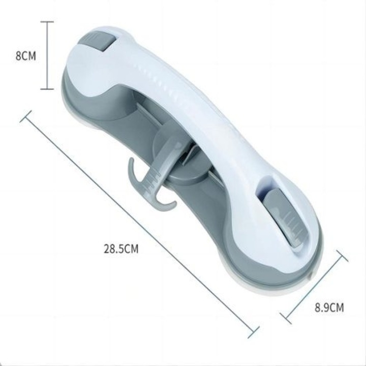 Maner de sprijin, cu ventuze, alb/gri