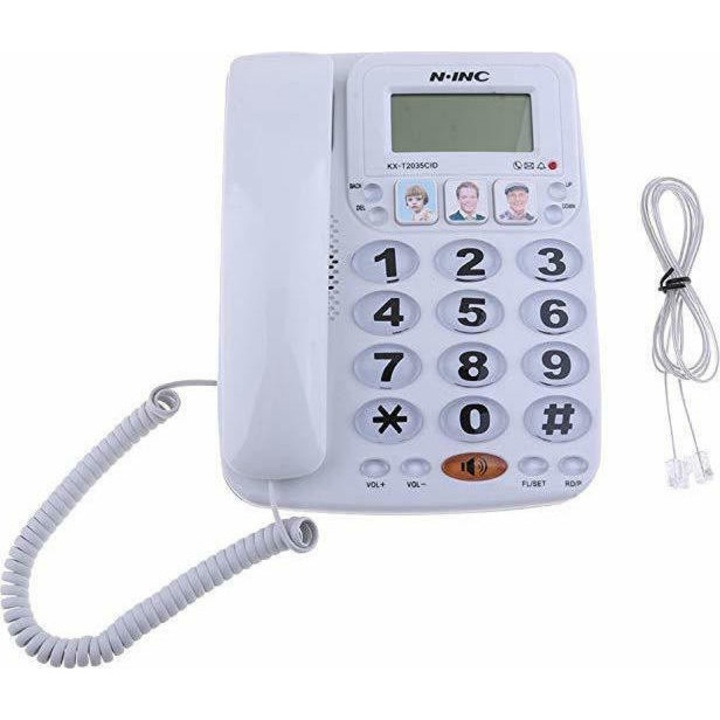 Telefon cu fir T2035CID, alb, 20x16x7cm