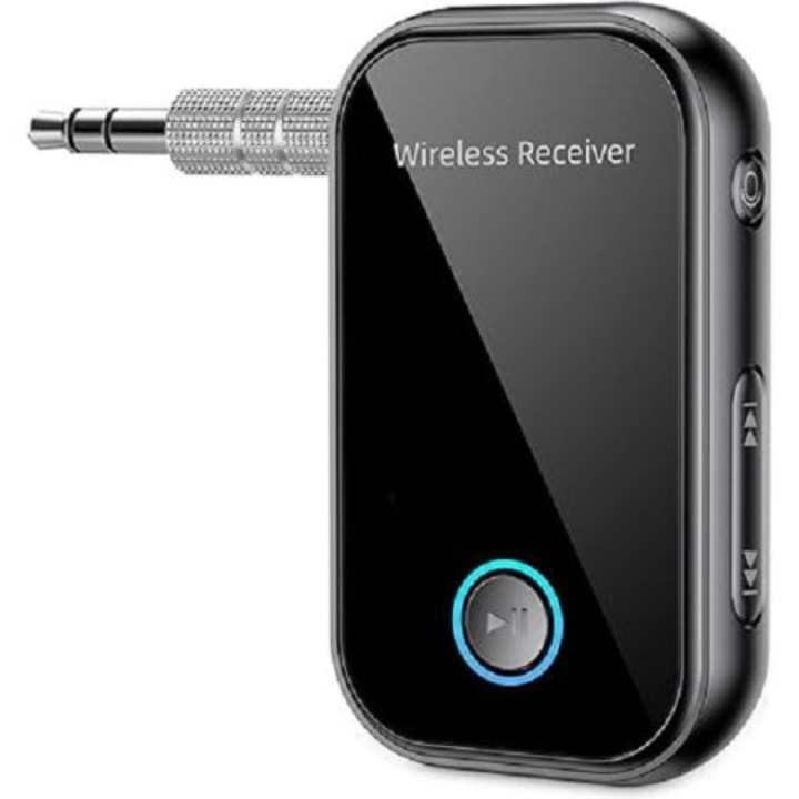 Receptor audio wireless, Bluetooth 5.0, microfon, negru, 5.5x3.5x1.3cm