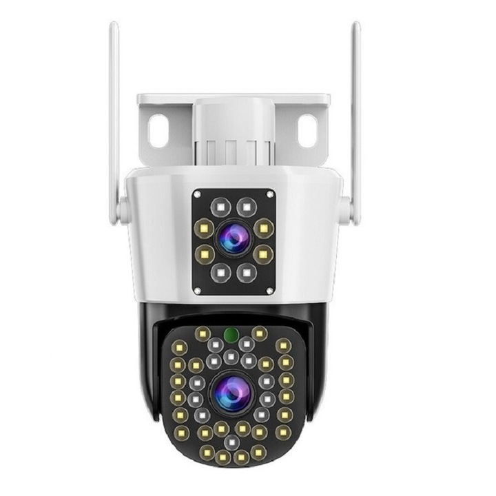 Camera de supraveghere 6MP duala Jortan JT-8293, Wi-Fi, Full HD 1080p, IP66, senzor de miscare, 3.6mm, 18x10cm