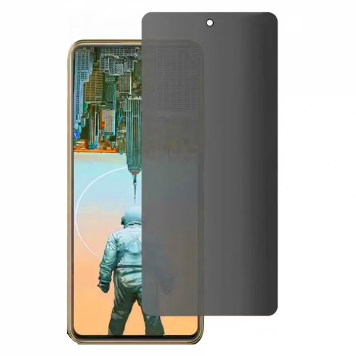 Folie protectie Privacy, compatibila Samsung Galaxy S21 FE 5G, Calitate profesionala Full Cover Black
