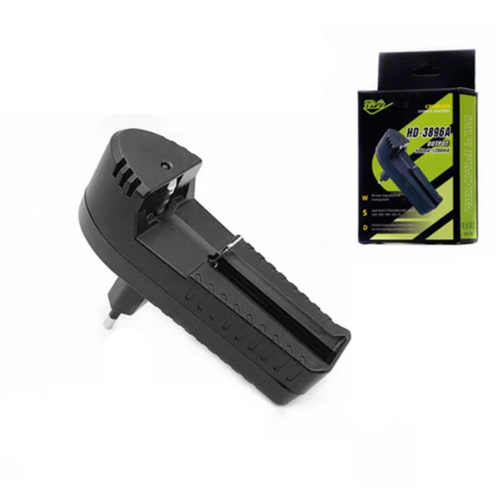 Incarcator pentru acumulatori 18650-26650, 100-240V, 3.7V, 10x7x2.5cm