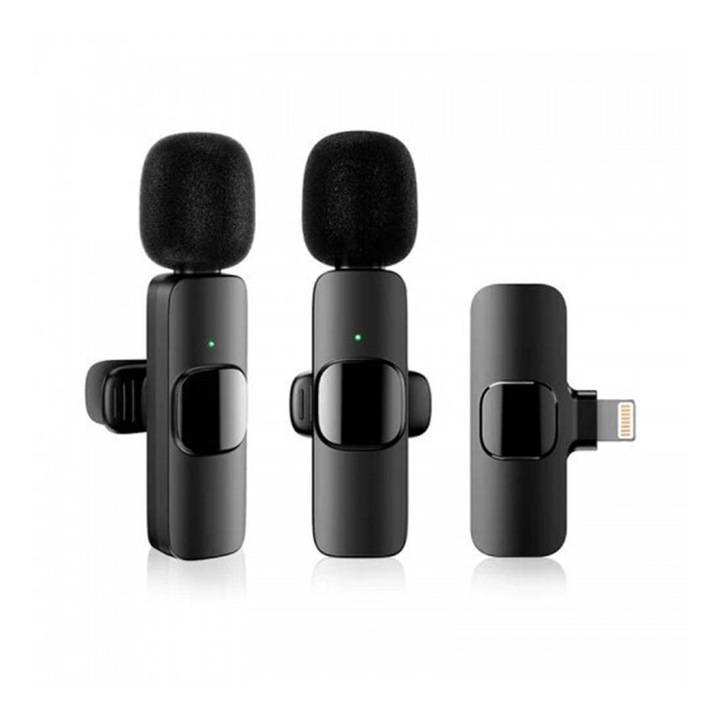 Set 2 microfoane pentru camera si telefon, culoare neagra