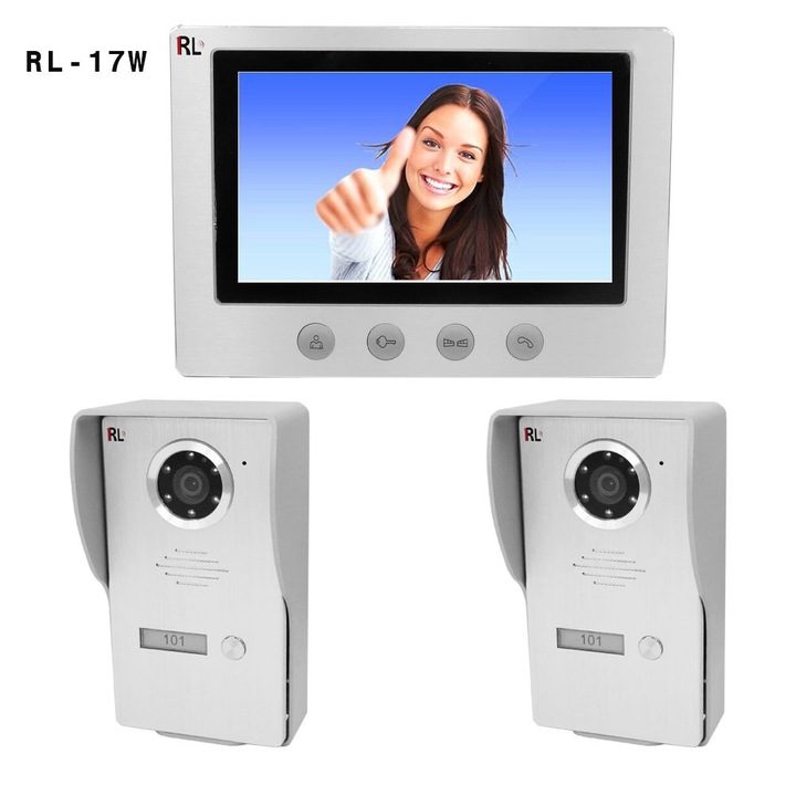 Set sonerie video cu ecran de 7 inchi, RL, RL-17W, Argintiu