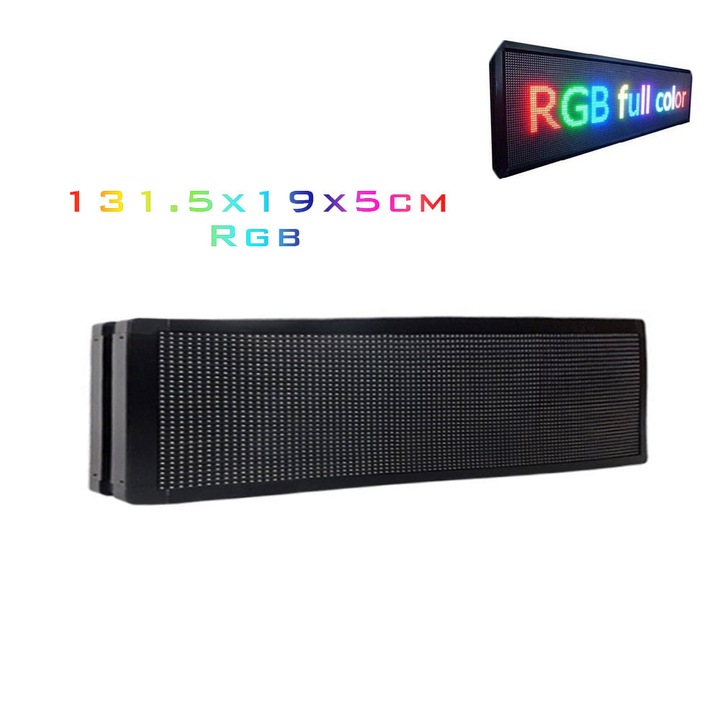Reclama luminoasa cu WiFi, RGB, 2.048 LED-uri, 131.5x19x5cm