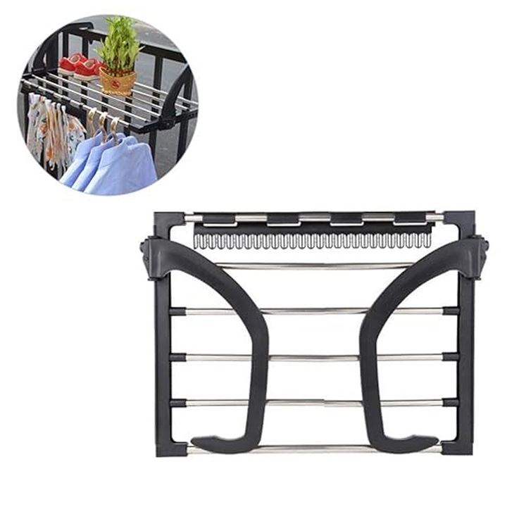 Uscator metalic pentru haine, 59x31cm, pentru calorifer si balcon, negru