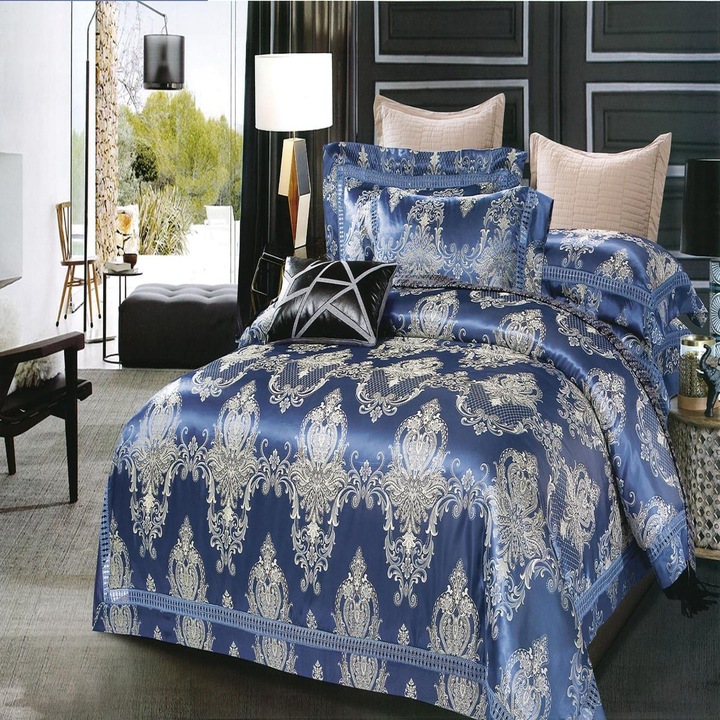 6 darabos Jacquard ágyneműhuzat-garnitúra, Casa New Concept, franciaágy, lepedő 230x250cm, 4 párnahuzattal