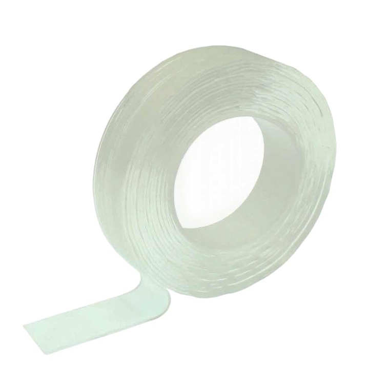 Banda dublu adeziva, Gel, 1m, 0.2cm grosime, 3cm latime, transparent