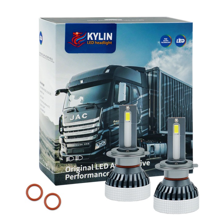 Lampa LED auto H7, 12V-24V, 90W, 9000LM, 6000-7000K, set 2 bucati