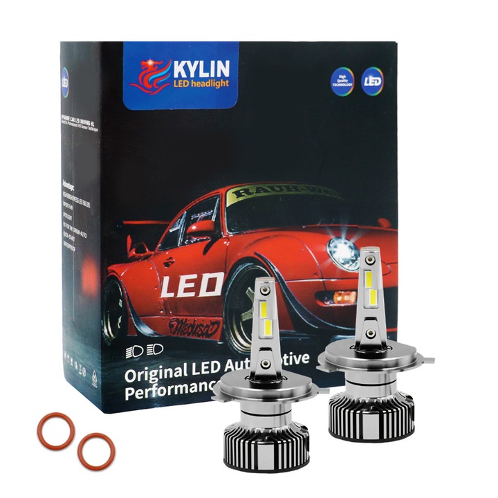 Lampa LED auto H4, 90W, 8000LM, 6000-7000K, set 2 bucati, dimensiuni 7,5x3,5x3,4cm