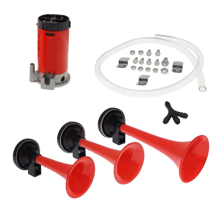 Korna auto triple 12V, 118dB, 22x9x6cm, 16x7x6cm, 15x7x5cm