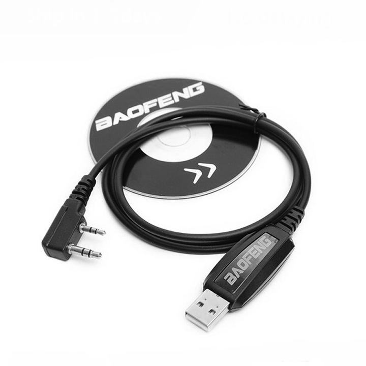 Cablaj de programare pentru statii radio Baofeng, USB, 1m, compatibil cu UV-5R, UV-5RC, KG-UVD6D, KG-UVD1P, KG-699