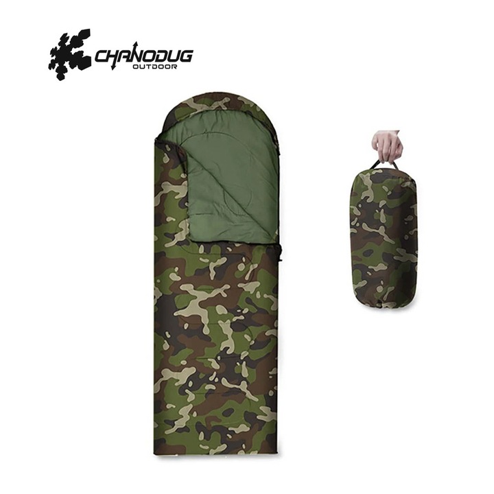 Sac de dormit mono 220x75cm, -10C pana la 20C, cu gluga, 1.168 kg