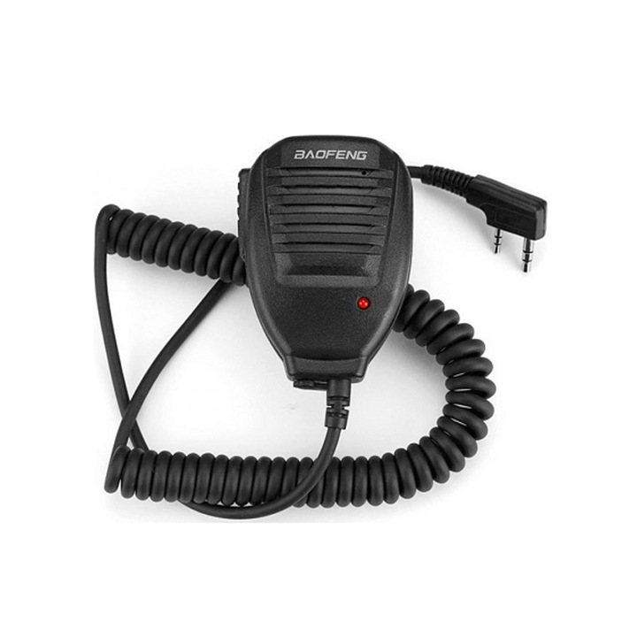 Microfon Baofeng 2Pin UHF-VHF, culoare neagra, compatibil cu UV-5R, BF-888S