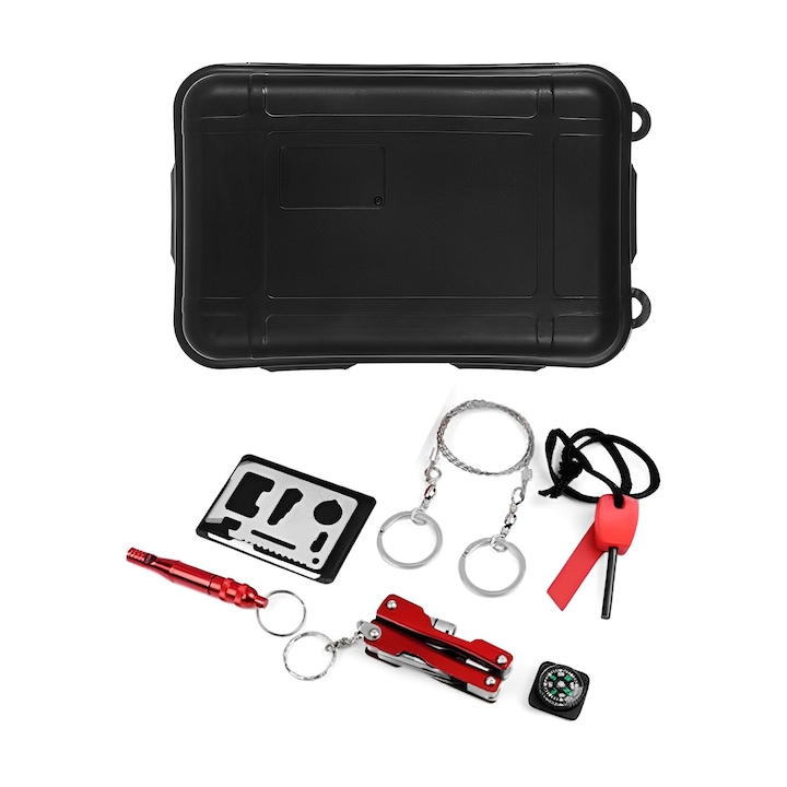 Kit de supravietuire 6 in 1 in carcasa impermeabila