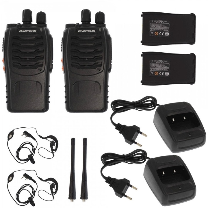 Set 2 statii radio portabile Baofeng BF-888S 5W UHF 11.5x5.7x3.5cm