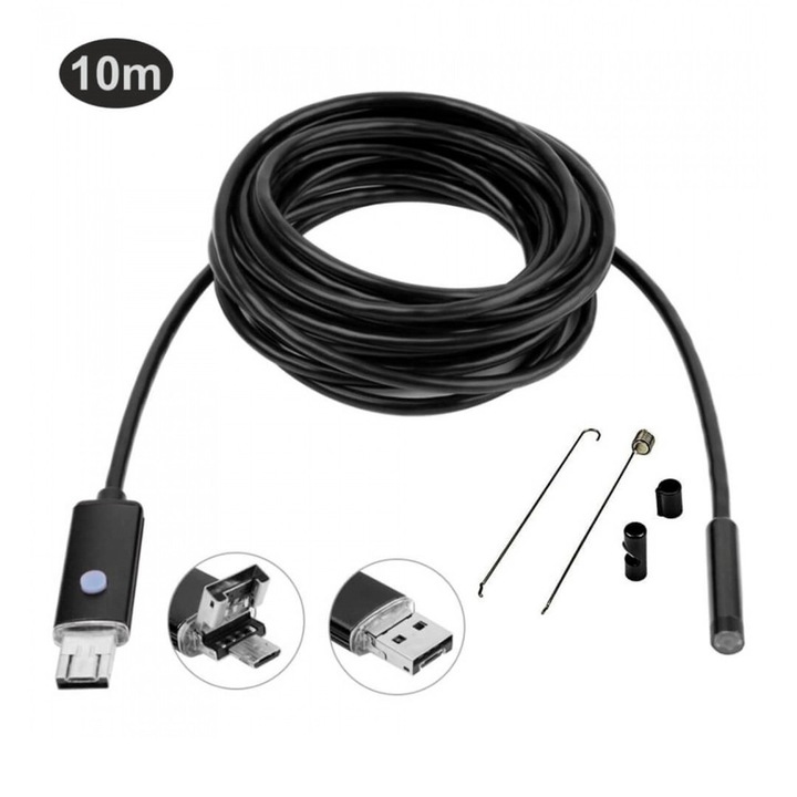 Camera endoscopica 10m, 7mm, IP67, pentru Android si PC