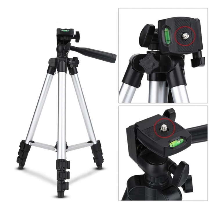 Trepied reglabil 35x102cm cu carlig pentru aparat foto si ring light