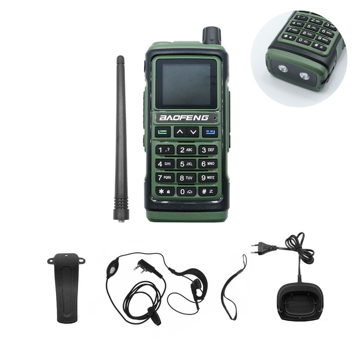 Statie radio portabila Baofeng BF-UV17 verde 13.5x6x4cm 0.275kg