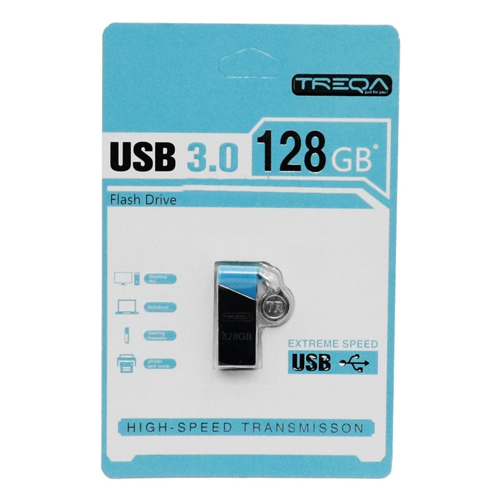Memorie USB 128GB Treqa, 3.0, 150MB/s, 3x1.2x0.3cm