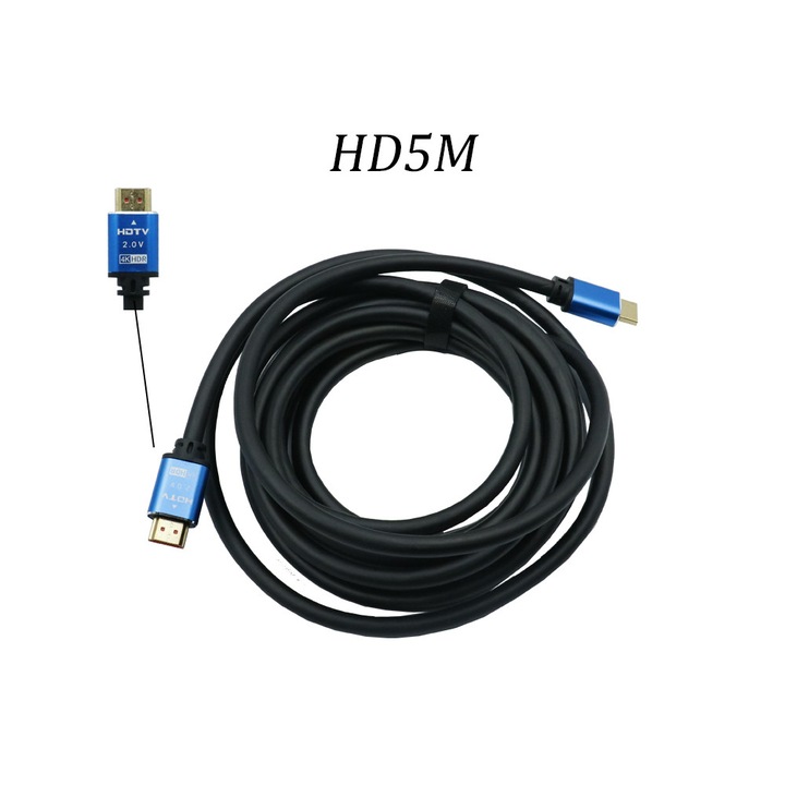Cablu HDMI 5m 2.0 4K UHD HDR 3D 2160P, negru, 16.5x16.5x5.5cm