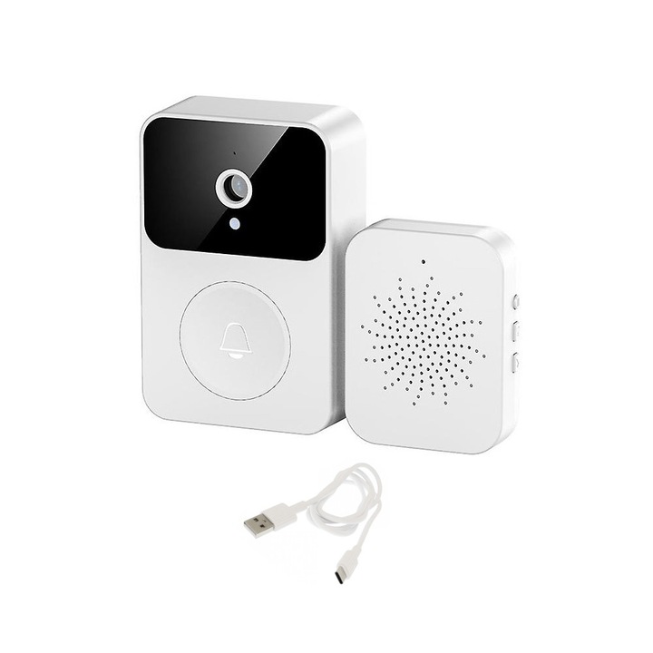 Vezeték nélküli elektromos csengő kamerával és Wi-Fi-vel, TUYA M8, fehér, 8.5x5x2.5cm
