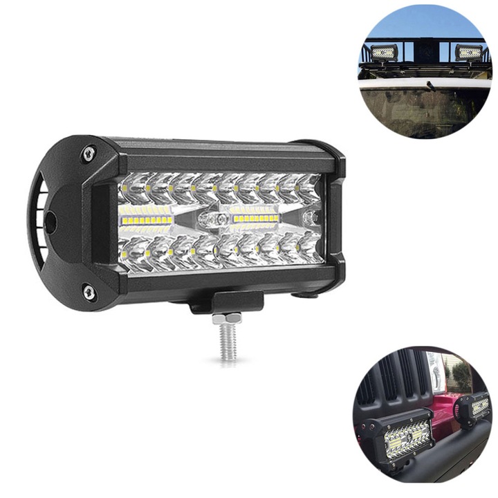 Proiector LED 120W, 12V-24V, 40 SMD, 6000K, 16.5x8x6.5cm, IP68
