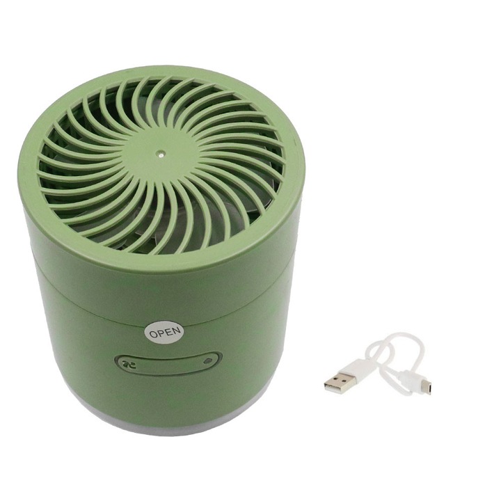 Umidificator cu difuzor de aromaterapie, D-33, 3 functii, 300ml, 13x11x11cm, verde