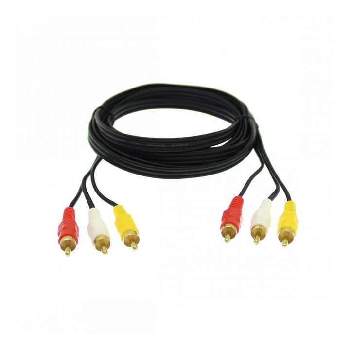 Cabluri audio 3 RCA la 3 RCA, 1.5m, negru
