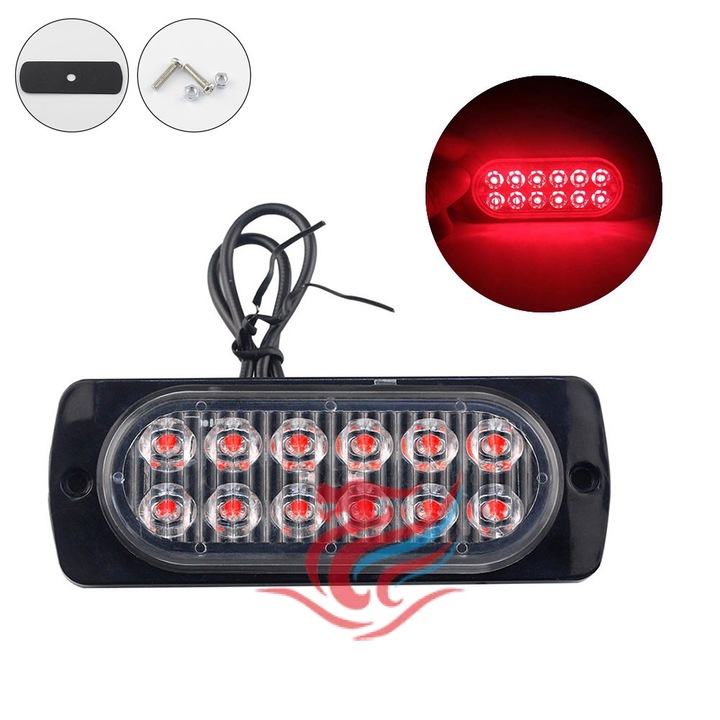 Fanal LED rosu cu 11 functii, 12 SMD, 2160LM, IP66, 11x4x1cm, 12V - 24V