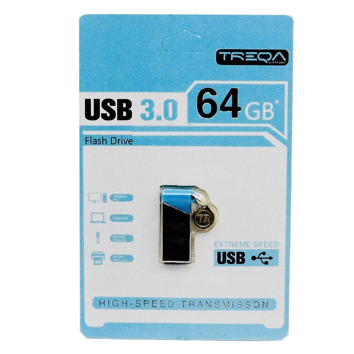 Memorie USB 64GB Treqa, 3.0, 150MB/s, 3x1.2x0.3cm