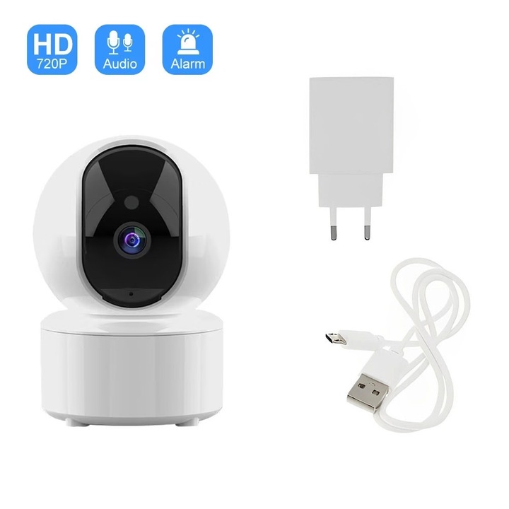 Camera IP Wi-Fi 1080p Jortan JT-8183, rotatie 355°, comunicatie bidirectionala, 3,6mm, 10,5x8cm