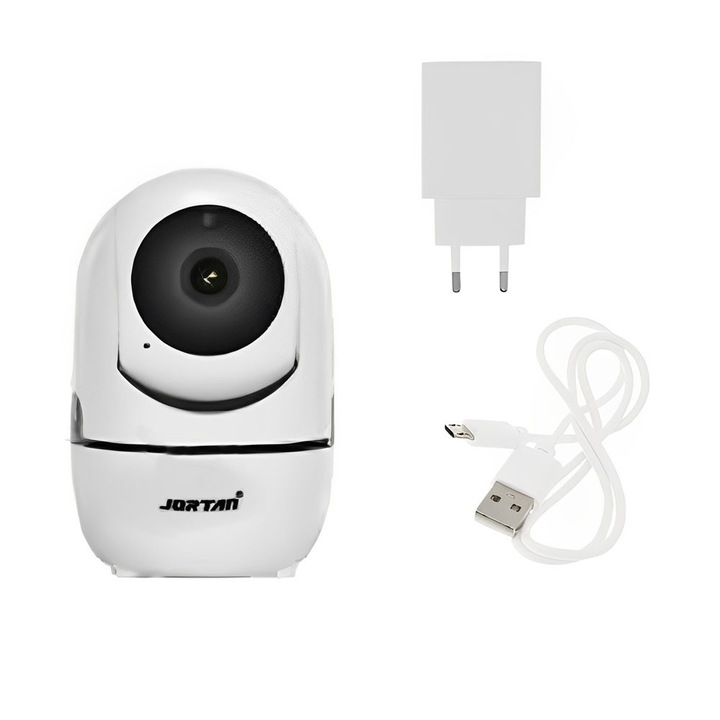 Camera IP Wi-Fi Jortan JT-8172, 1080p, rotativă 355°, obiectiv 3,6 mm, 10,5x8cm