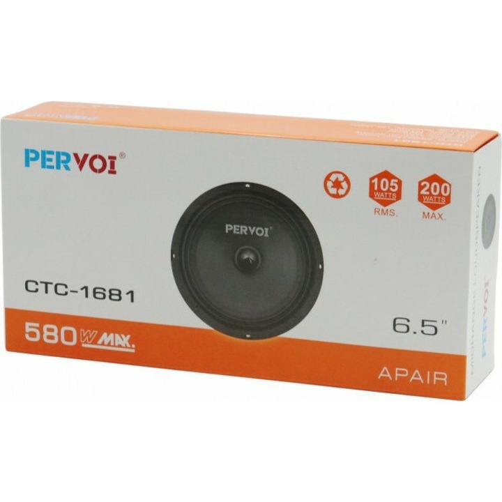 Set subwoofere auto 6.5" 105W RMS 580W, 16.5x16.5x7 cm