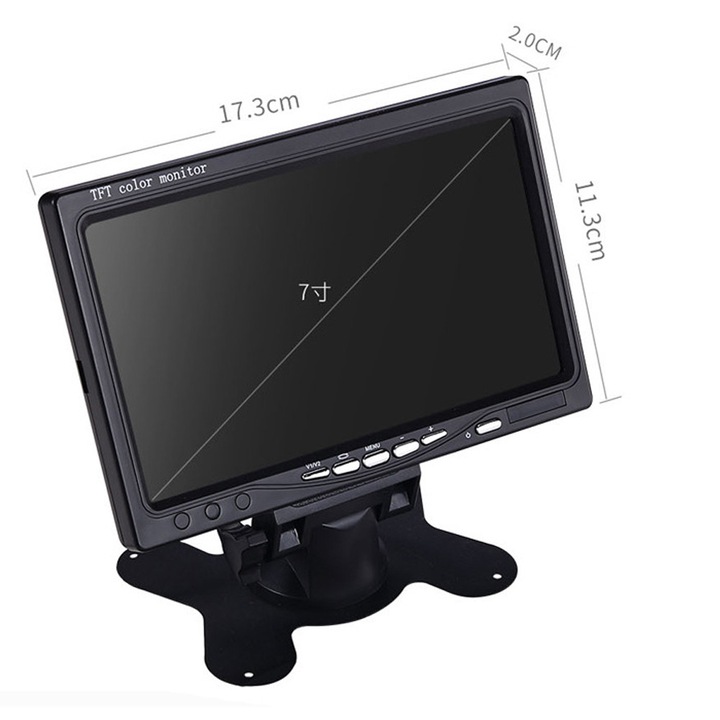 Monitor de bord, 7" TFT 12V 800x480 pixels, 19x13x2.5cm