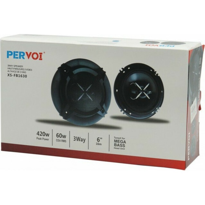 Set boxe auto 6" 60W RMS, 3 drumuri, 16 x 16 x 6 cm